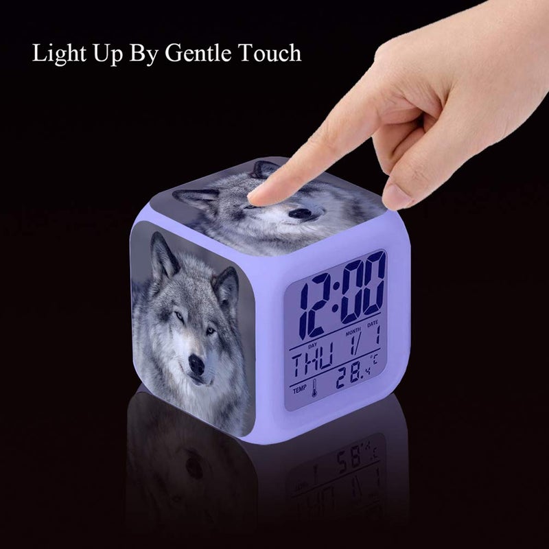 Cointone Led Alarm Clock Wolf Design Creative Desk Table Clock Glowing Electronic Colorful Digital Alarm Clock for Unisex Adults Kids Toy Birthday Present - Image 4